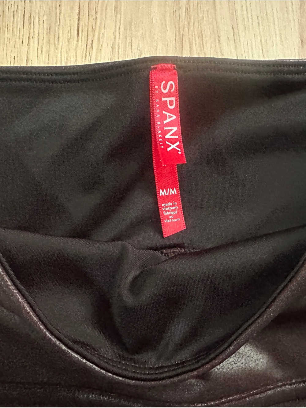 SPANX Metallic Bronze Faux Leather Leggings - Dark Brown Plum - Picture 2 of 3